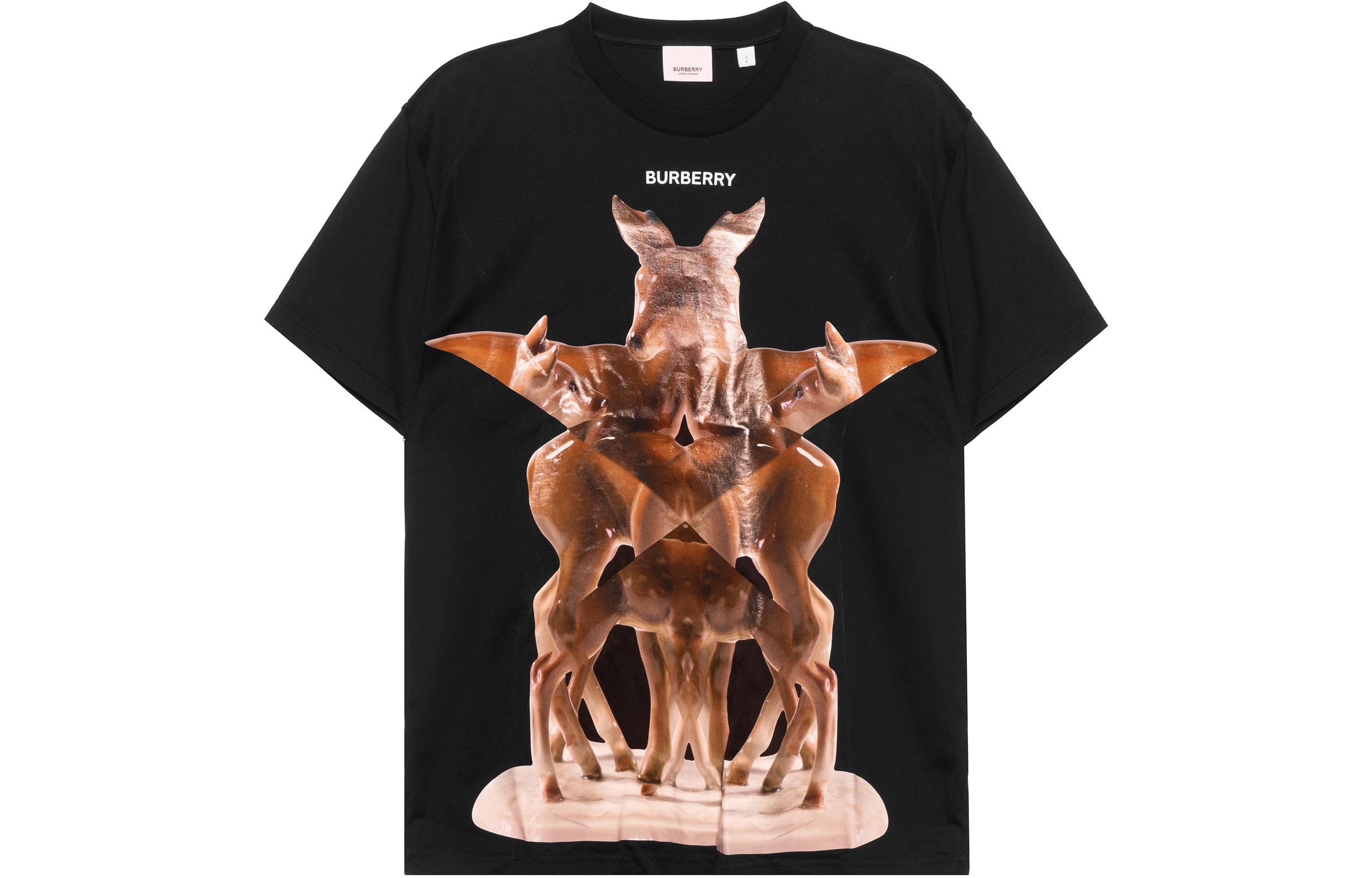 Burberry Black Loose Animal Print Crewneck T-shirt 80370561