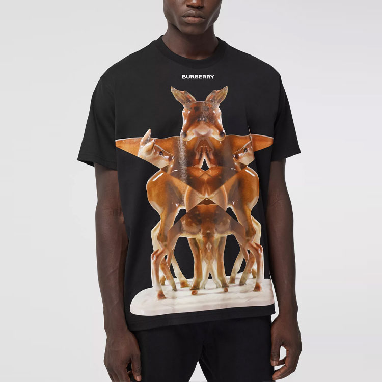 Burberry Black Loose Animal Print Crewneck T-shirt 80370561 圖 4