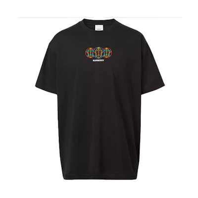 Burberry Black Loose Fit T-Shirt with Embroidered Sphere Design 80370851