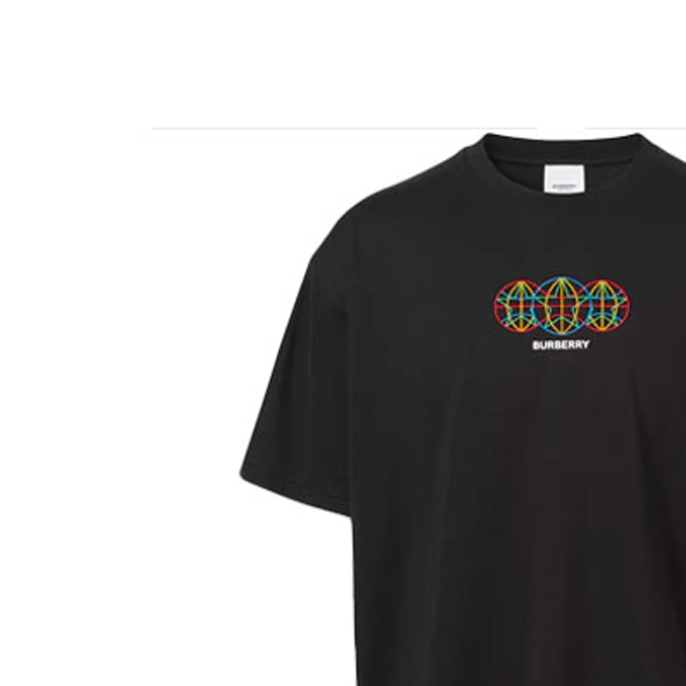 Sizing 버버리 블랙 루즈핏 티셔츠 자수 스피어 디자인 80370851