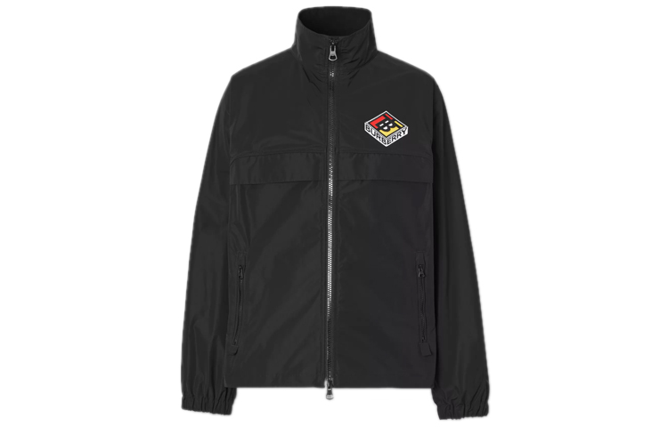 Burberry Black Memory Taffeta Jacket with Logo Detail 80233571