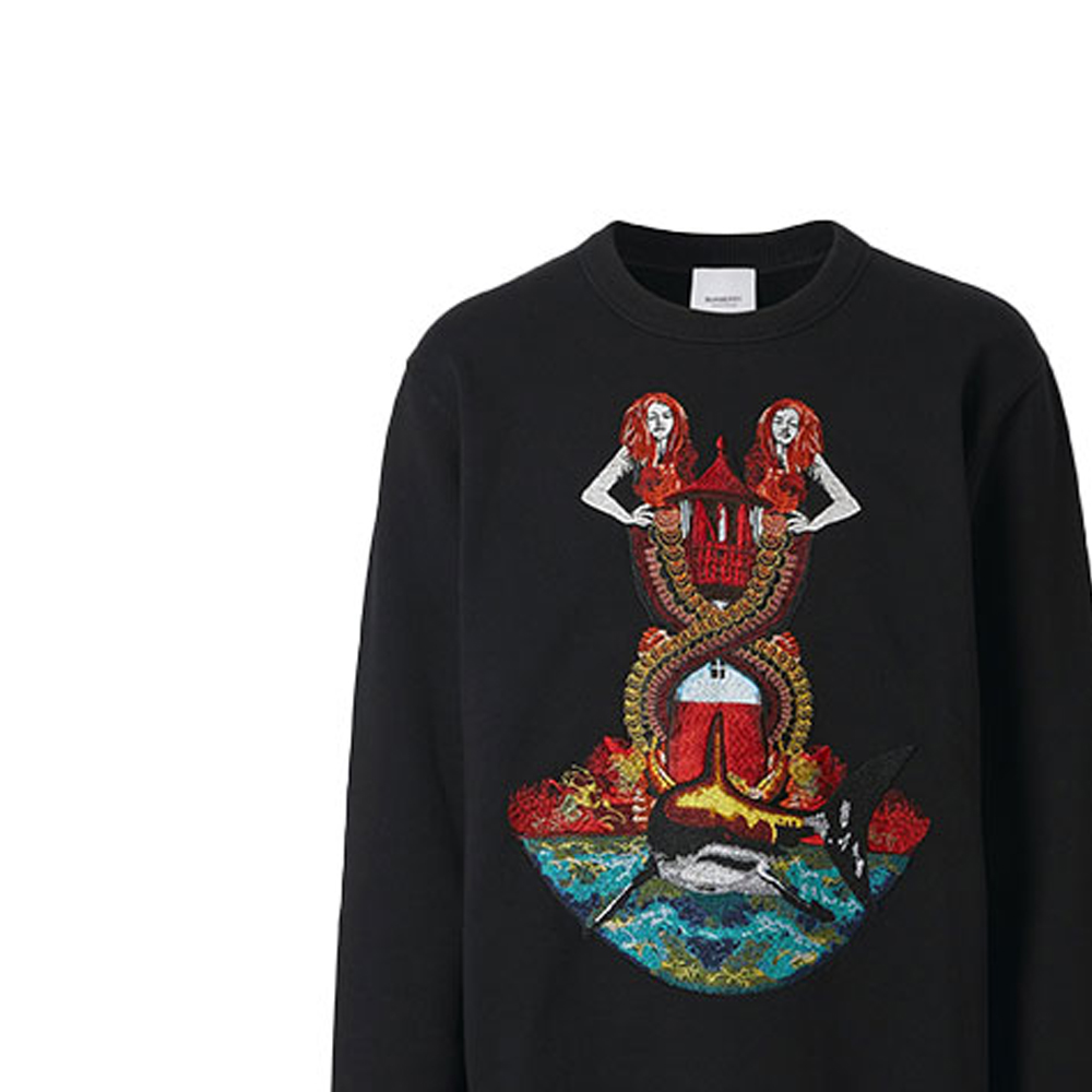 Details for 버버리 블랙 머메이드 프린트 코튼 스웨트셔츠 80406981