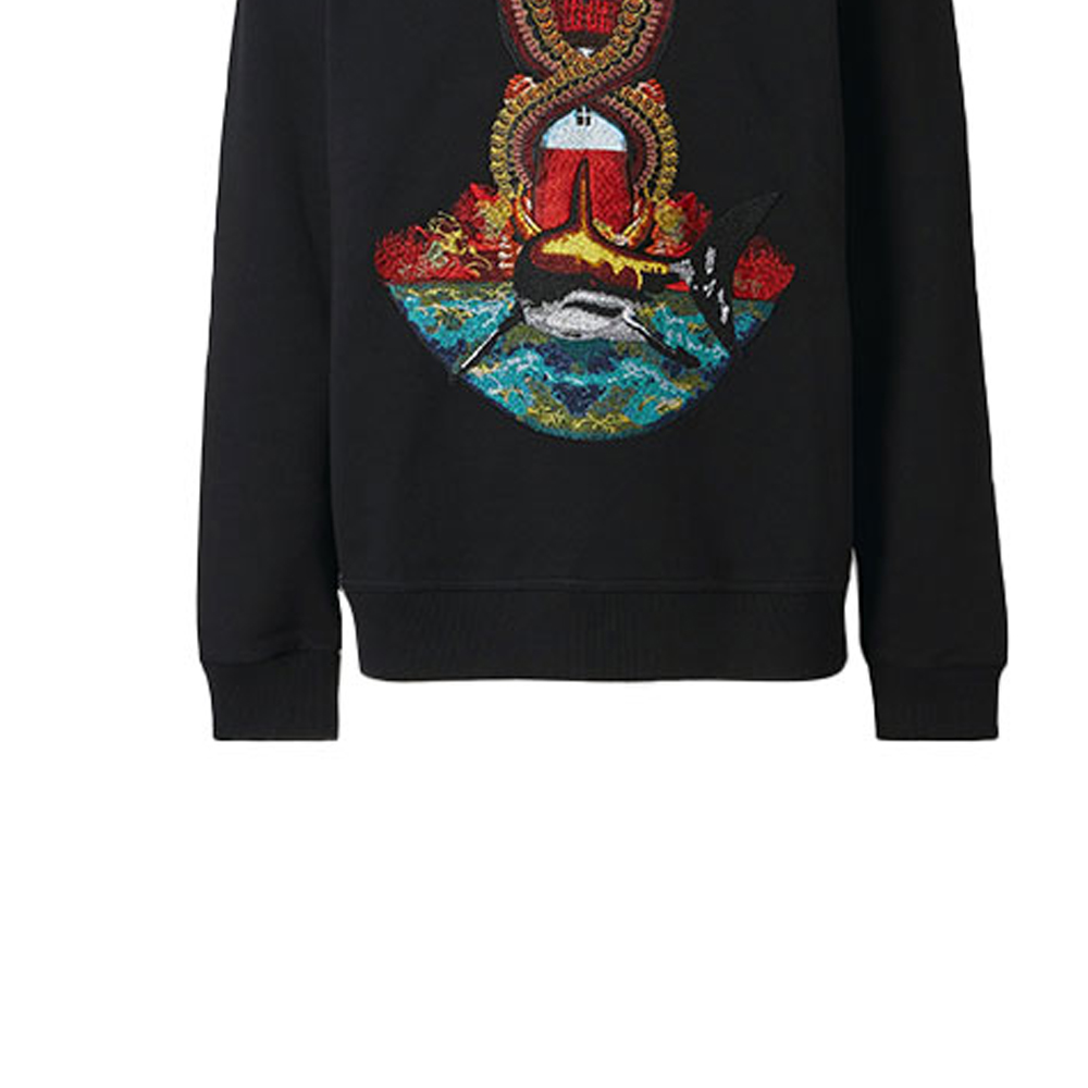 Sizing 버버리 블랙 머메이드 프린트 코튼 스웨트셔츠 80406981