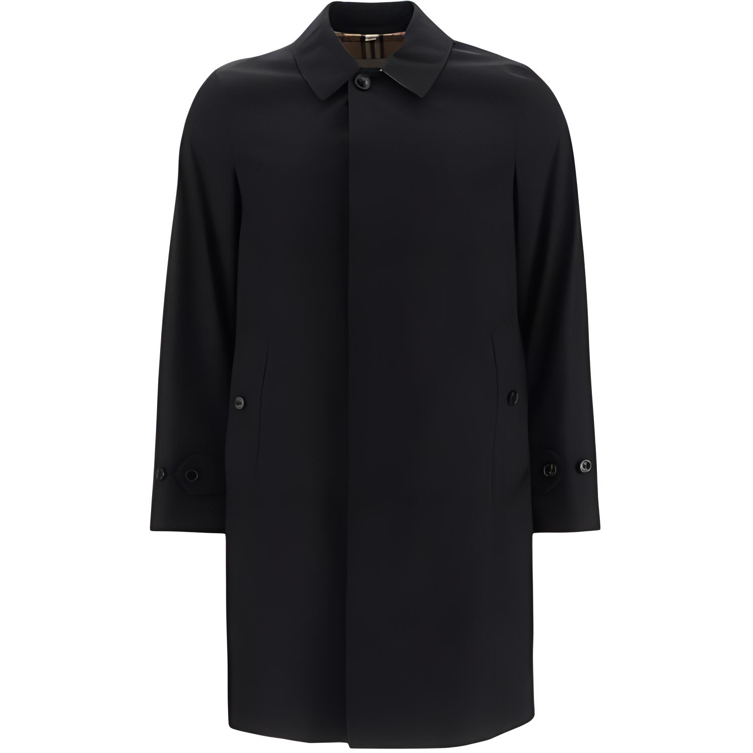 Burberry Black Mid-Length Fitted Jacket with Turn-Down Collar POIZON2406211575