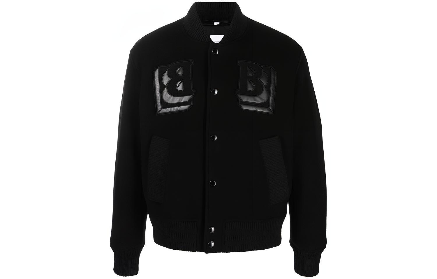 Burberry Black Monogram Print Single-Breasted Aviator Jacket 80454851