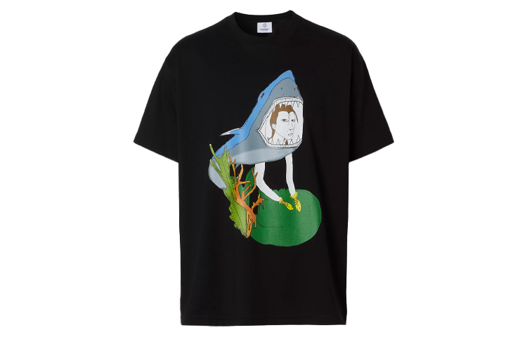 Burberry Black Ocean Sketch Cartoon Print Straight Cut T-Shirt 80406801 圖 2