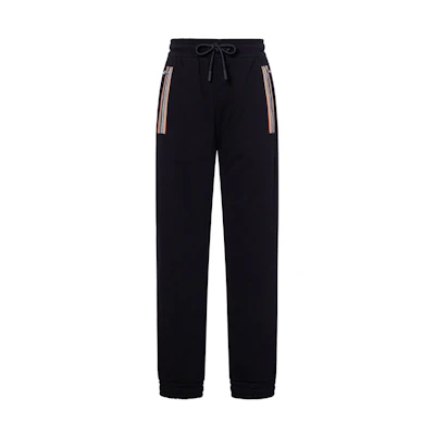 Burberry Black Organic Cotton Joggers with Striped Trim 80333951