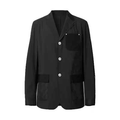 Burberry Black Patchwork Detail Utility Suit Jacket 80258101