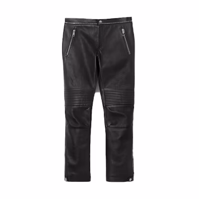 Burberry Black Patchwork Leather Moto Casual Pants. 80377051