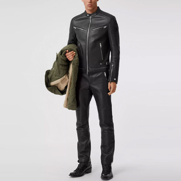 Lookbook Burberry Black Patchwork Leather Moto Casual Pants. 80377051