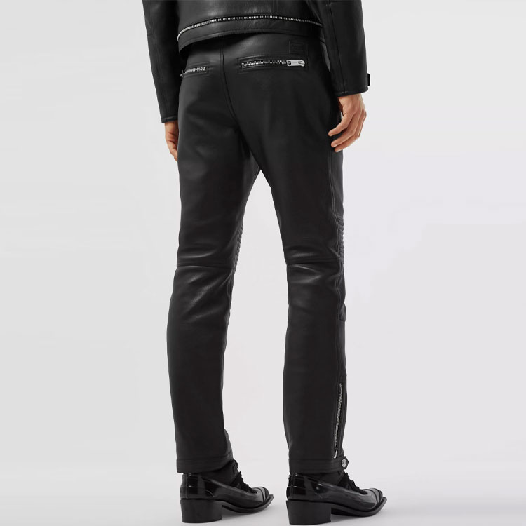 Shop Burberry Black Patchwork Leather Moto Casual Pants. 80377051