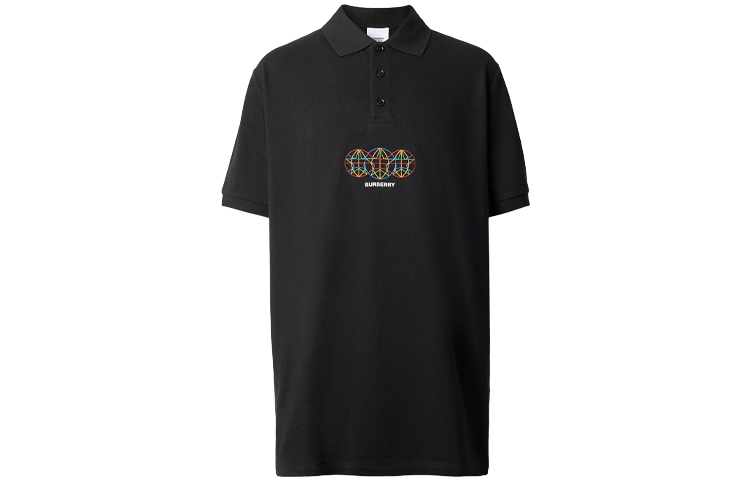 Burberry Black Polo Shirt with Embroidered Orb Motif 80355681