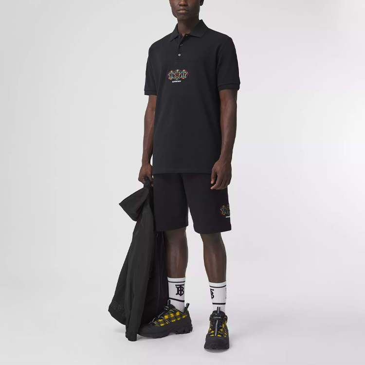 Burberry Black Polo Shirt with Embroidered Orb Motif 80355681 圖 3