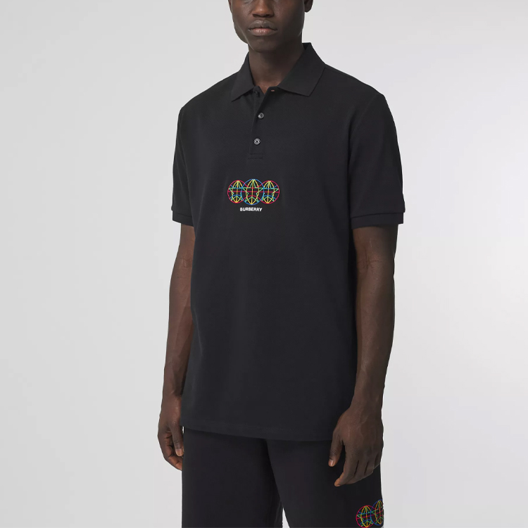 Burberry Black Polo Shirt with Embroidered Orb Motif 80355681 圖 4