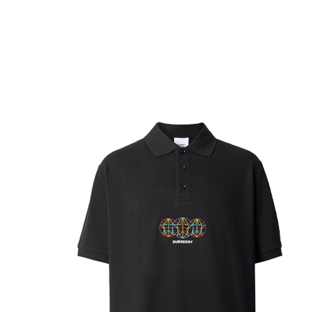 Burberry Black Polo Shirt with Embroidered Orb Motif 80355681 圖 6