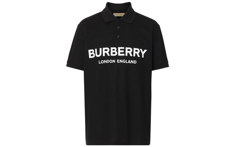 Order Polo Negro Burberry con Logo de Letras y Mangas Cortas. 80094971