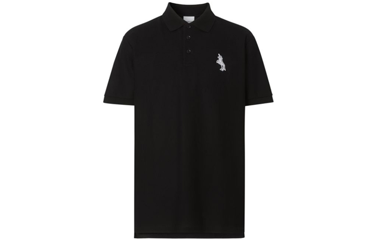 Burberry Black Polo Shirt with Logo Print and Unicorn Collar Design. 80298951 圖 2