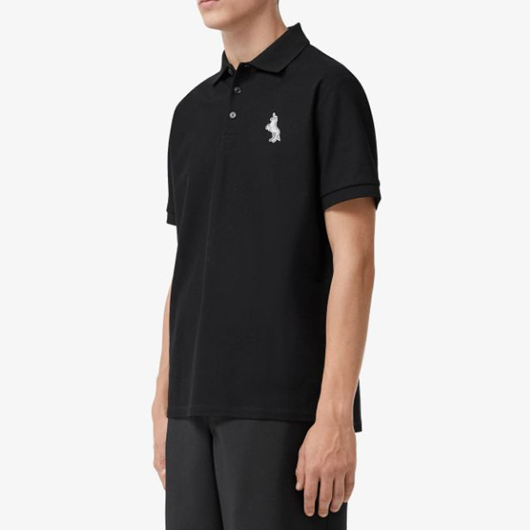Burberry Black Polo Shirt with Logo Print and Unicorn Collar Design. 80298951 圖 4