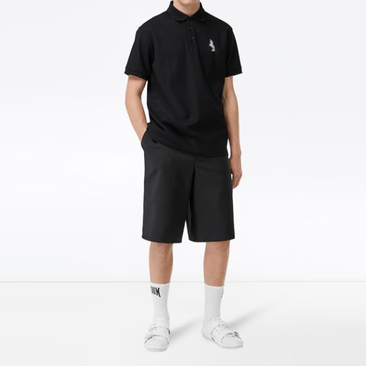 Burberry Black Polo Shirt with Logo Print and Unicorn Collar Design. 80298951 圖 6