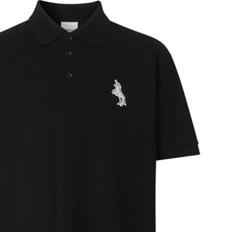 Burberry Black Polo Shirt with Logo Print and Unicorn Collar Design. 80298951 圖 7