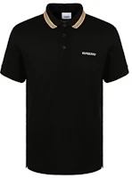 Burberry Black Polo Shirt with Striped Edge and Logo Embroidery 8007694 Burberry Black Polo Shirt with Striped Edge and Logo Embroidery 8007694