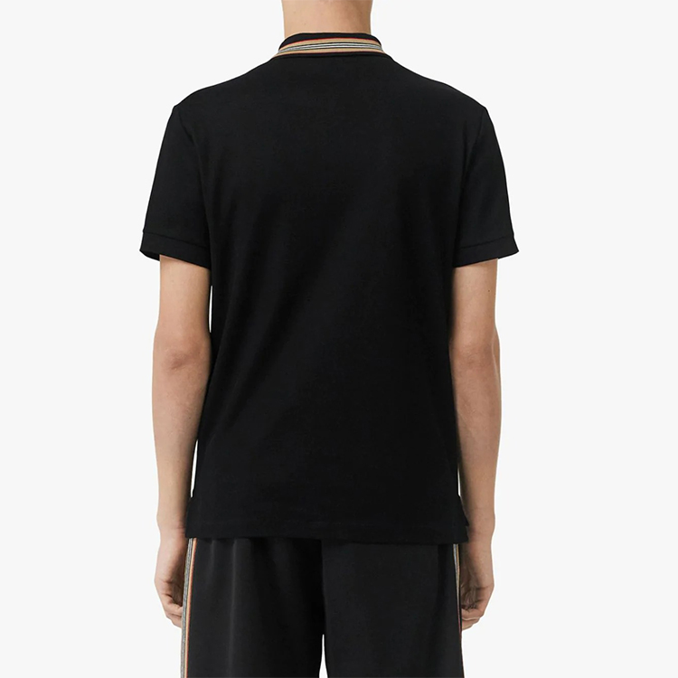 Burberry Black Polo Shirt with Striped Edge and Logo Embroidery 8007694 圖 5