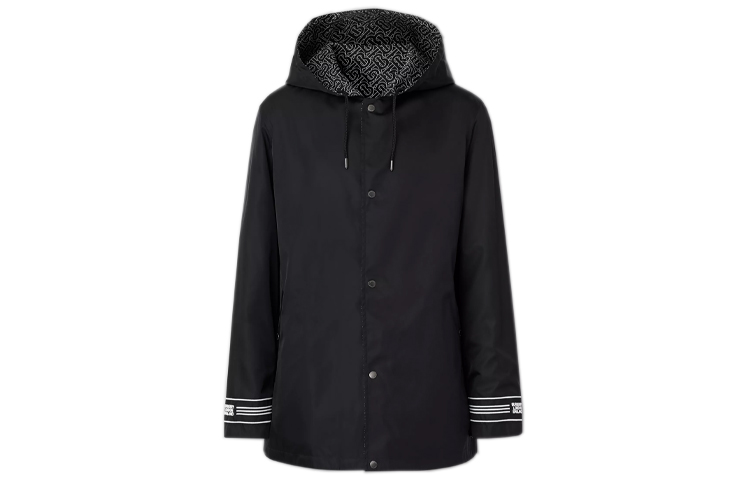 Burberry Black Reversible Logo Print Hooded Jacket 80296571