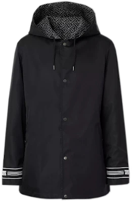 버버리 블랙 리버시블 로고 프린트 후드 재킷 80296571 Buy 버버리 블랙 리버시블 로고 프린트 후드 재킷 80296571