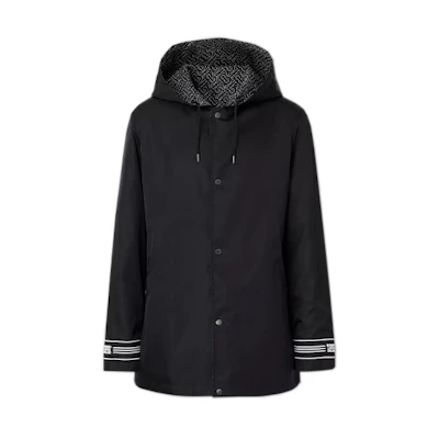 Burberry Black Reversible Logo Print Hooded Jacket 80296571