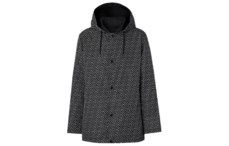 Lookbook 버버리 블랙 리버시블 로고 프린트 후드 재킷 80296571