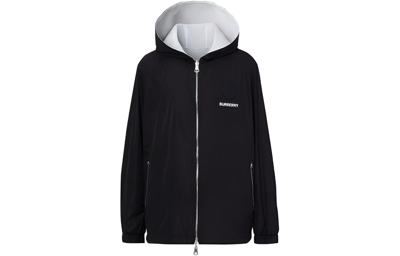 Burberry Black Reversible Long-Sleeve Jacket with Logo Print for Men 80293231