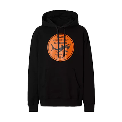 Burberry Black Shark Print Cotton Hoodie Long Sleeve. 80406721