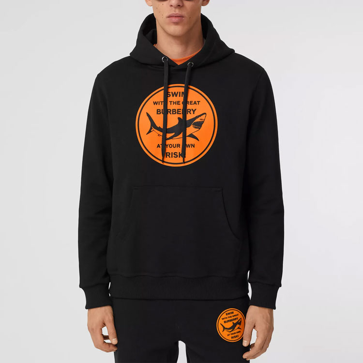 Burberry Black Shark Print Cotton Hoodie Long Sleeve. 80406721 圖 4