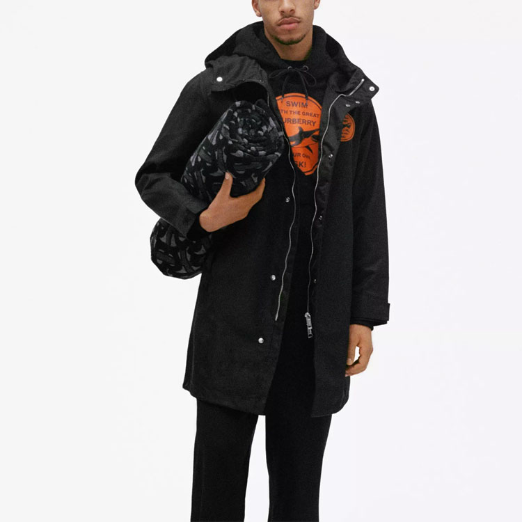 Burberry Black Shark Print Cotton Hoodie Long Sleeve. 80406721 圖 5