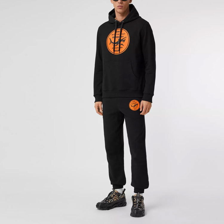 Burberry Black Shark Print Cotton Hoodie Long Sleeve. 80406721 圖 6