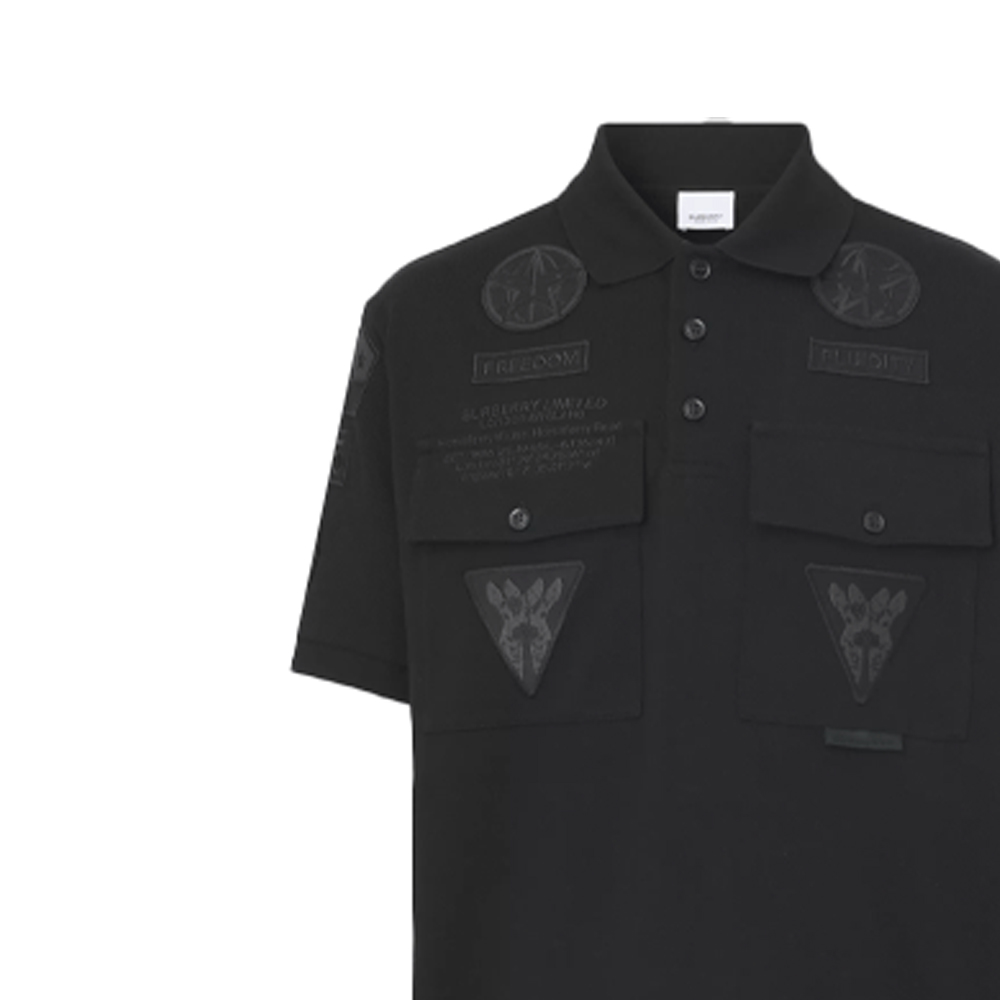 Burberry Black Short Sleeve Polo Shirt with Logo Patch. 80423151 圖 6
