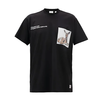 Burberry Black Short Sleeve T-Shirt with Deer Print 4558807-A1189