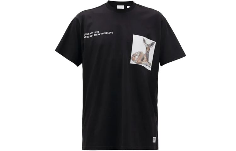Burberry Black Short Sleeve T-Shirt with Deer Print 4558807-A1189 圖 2
