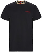 Burberry Black Short Sleeve T-Shirt with Embroidered Logo and Check Collar 8007695-A1189 Burberry Black Short Sleeve T-Shirt with Embroidered Logo and Check Collar 8007695-A1189