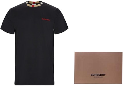 Burberry 黑色短袖T恤,刺繡Logo與經典格紋領口設計 8007695-A1189 Purchase Burberry 黑色短袖T恤,刺繡Logo與經典格紋領口設計 8007695-A1189