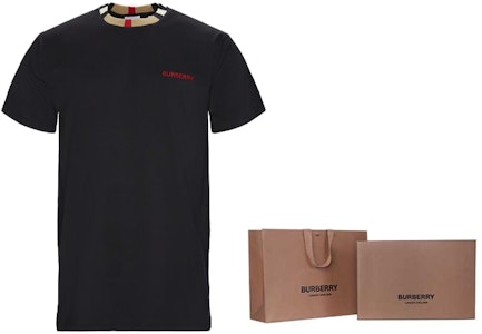 Burberry 黑色短袖T恤,刺繡Logo與經典格紋領口設計 8007695-A1189 Details for Burberry 黑色短袖T恤,刺繡Logo與經典格紋領口設計 8007695-A1189