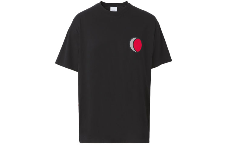Burberry Black Short Sleeve T-Shirt with Logo Patch Design. 80455021