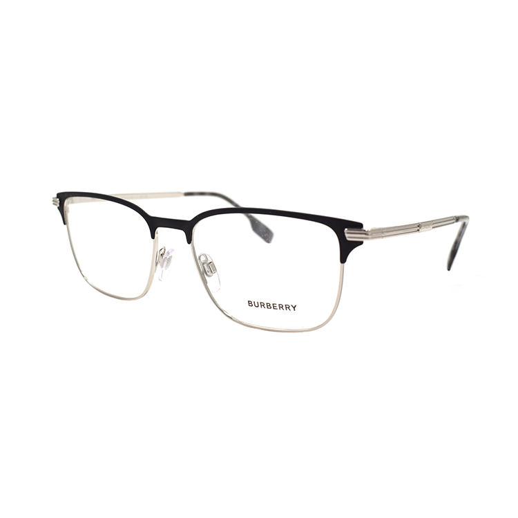 Order Montura de Gafas Burberry Negra y Plateada para Hombre - Diseño Browline Óptico B1372 1005