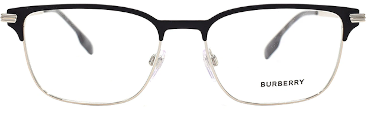 Montura de Gafas Burberry Negra y Plateada para Hombre - Diseño Browline Óptico B1372 1005 Lookbook Montura de Gafas Burberry Negra y Plateada para Hombre - Diseño Browline Óptico B1372 1005