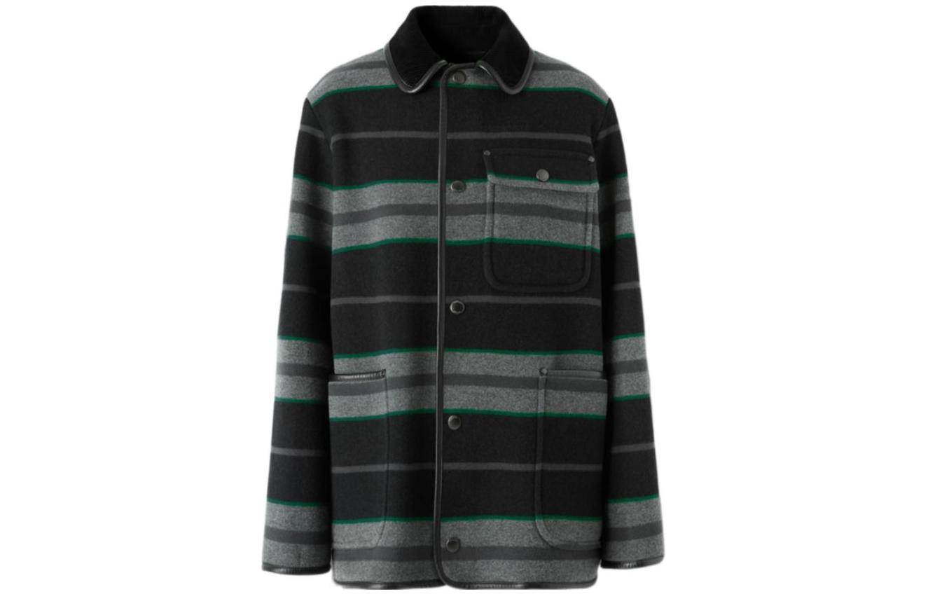 Burberry Black Single-Breasted Jacket with Colorblock Stripes 80637361