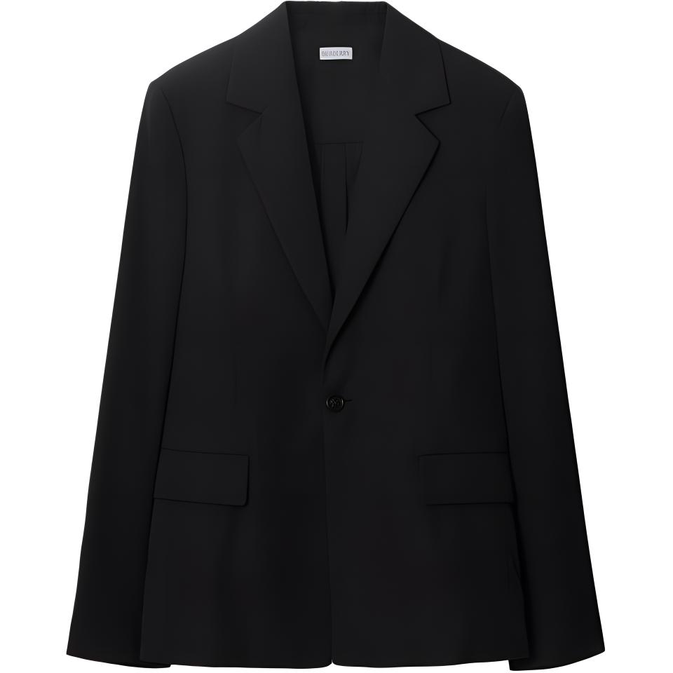 Burberry Black Single-Button Straight-Cut Blazer Jacket 80901041