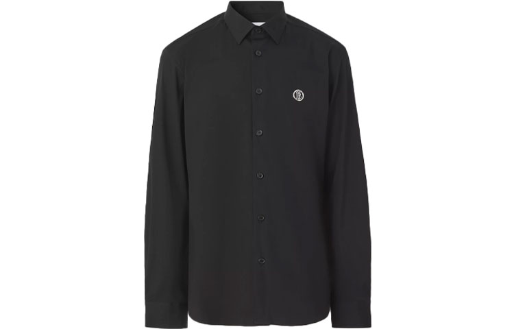 Lookbook Burberry Kemeja Slim-Fit Lengan Panjang Hitam dengan Logo TB. 80428961