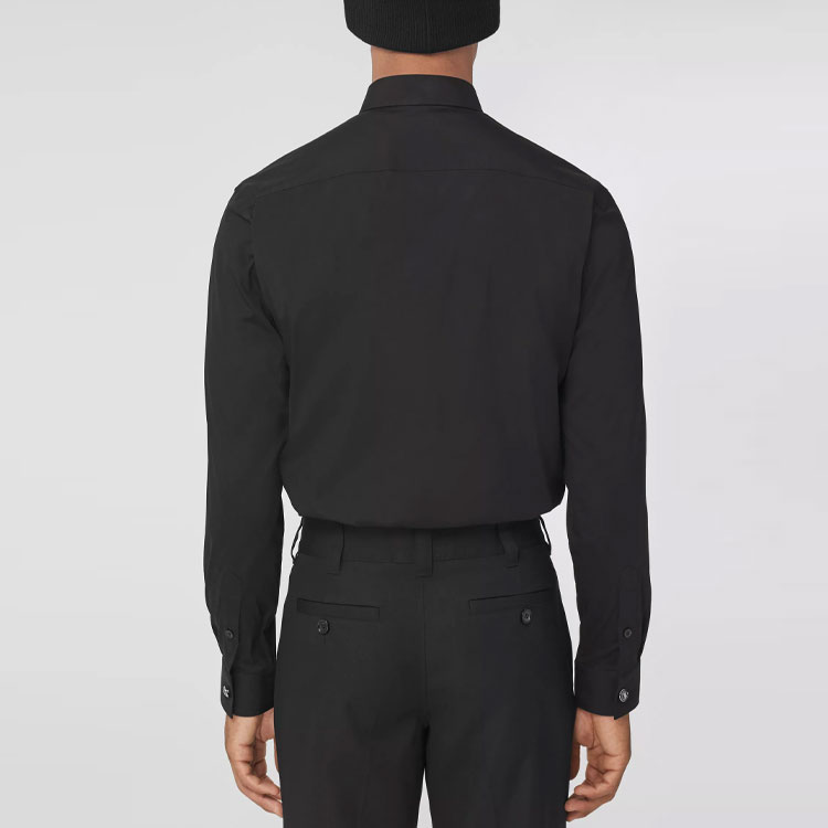 Purchase Burberry Kemeja Slim-Fit Lengan Panjang Hitam dengan Logo TB. 80428961