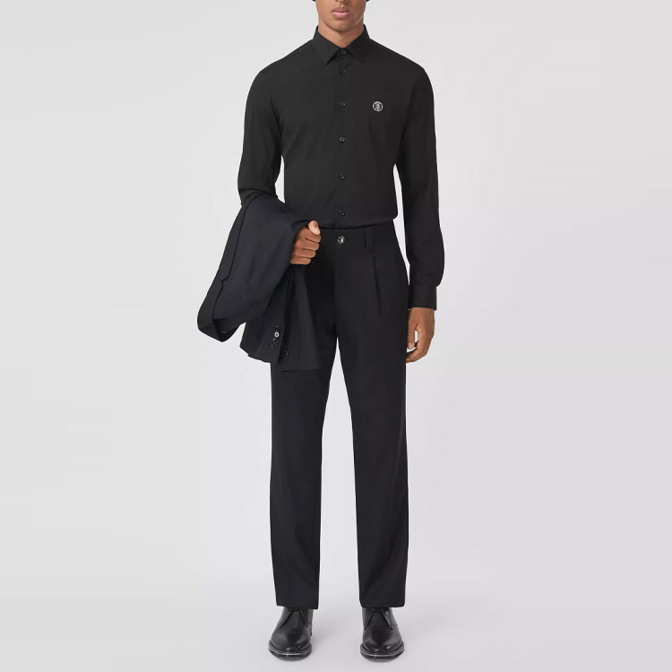 Details for Burberry Kemeja Slim-Fit Lengan Panjang Hitam dengan Logo TB. 80428961