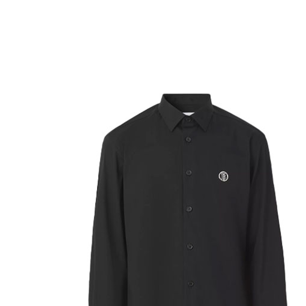 Sizing Burberry Kemeja Slim-Fit Lengan Panjang Hitam dengan Logo TB. 80428961